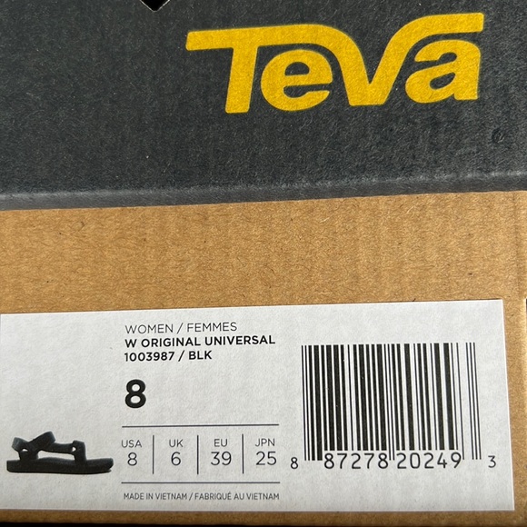 New in the box Teva Original universal black strap Sandal size various - Picture 7 of 8